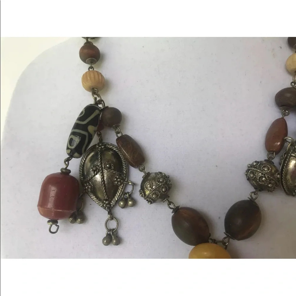 Multi Stone african Necklace brown‎ earth tones